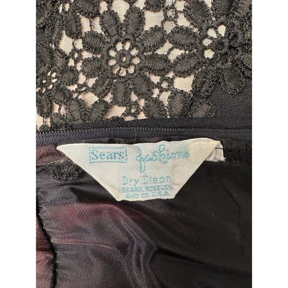 Vintage Sears Maxi Dress Black Floral Lace Waistband Naked Prom 60s Whimsygoth S - Picture 14 of 16